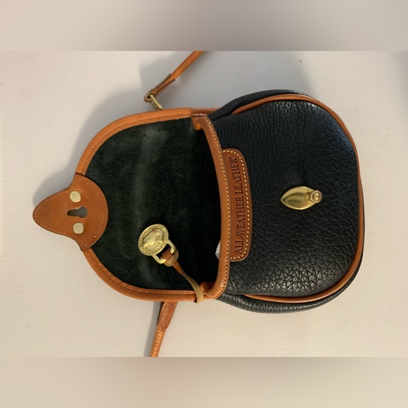 Dooney & Bourke VTG Cavalry Leather Mini Belt Bag /Crossbody Bag Black Brown AWL - Picture 7 of 10